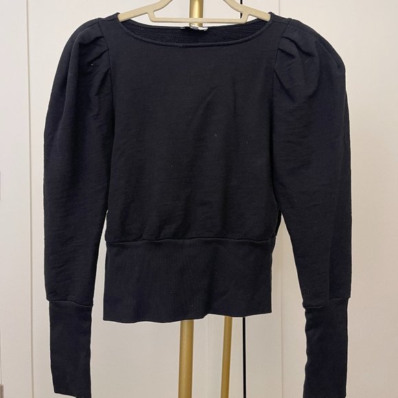 AG Adriano Goldschmied Walker Puff Sleeve Black Sweatshirt Sweater, Size… - Picture 5 of 10